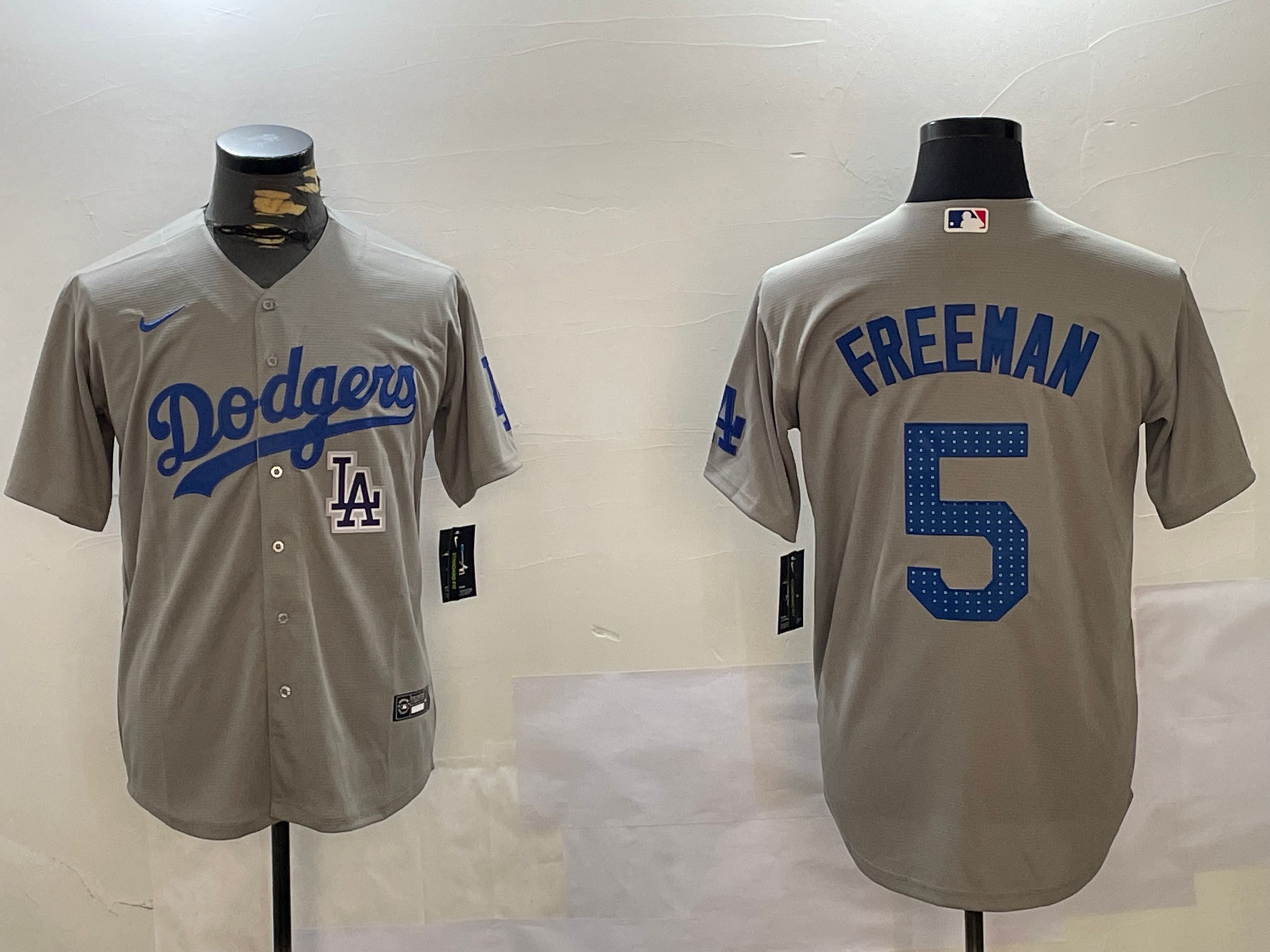 Men Los Angeles Dodgers 5 Freeman Grey Game 2024 Nike MLB Jersey style 12165